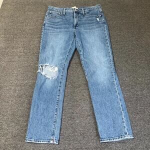 Madewell The Mid Rise Perfect Vintage Jeans Women 28 Blue Denim Distressed